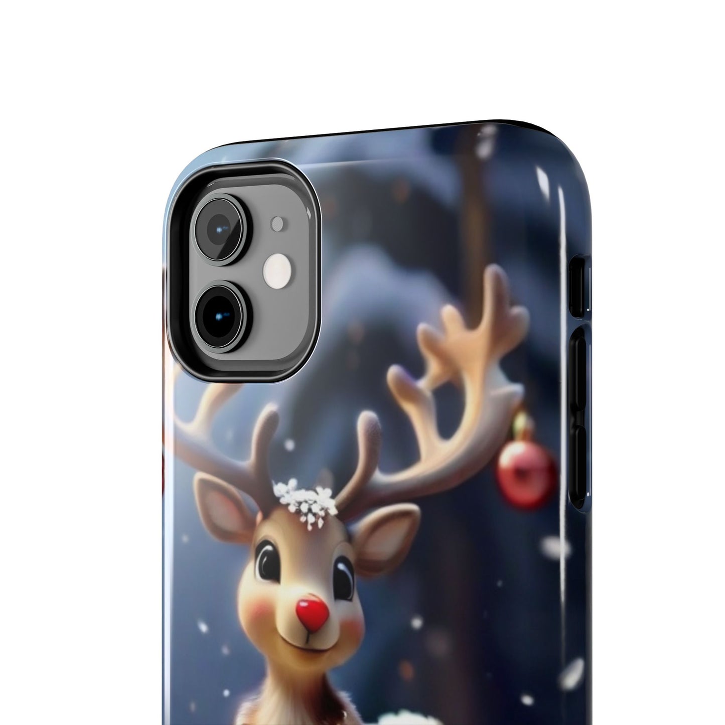 Cute animated Christmas baby reindeer iPhone case. Compatible with iPhone models 11-15 including all mini, plus, pro & pro max. Custom phone case for smartphones. design for Girls, Woman