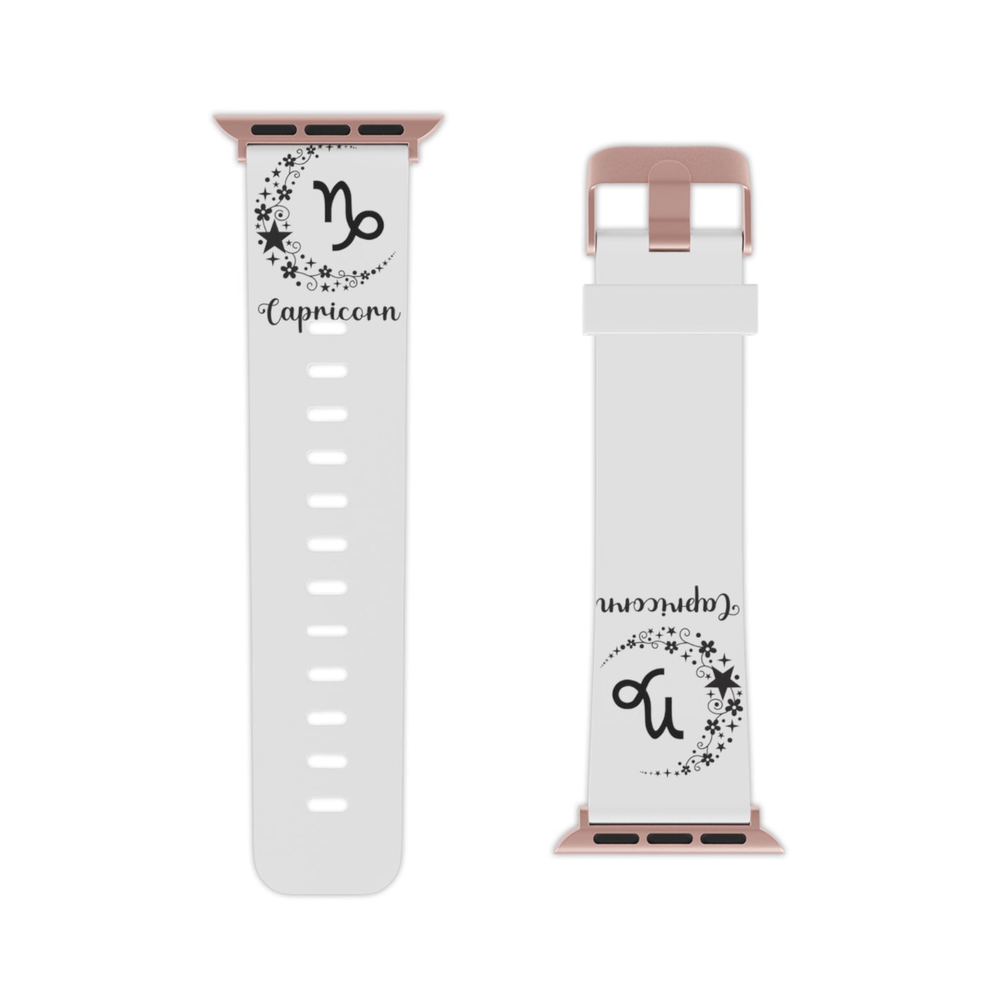 Black & white Capricorn moon Watch Band for Apple Watch Series 1-9, SE and Ultra, 38-40mm/ 42-44mm