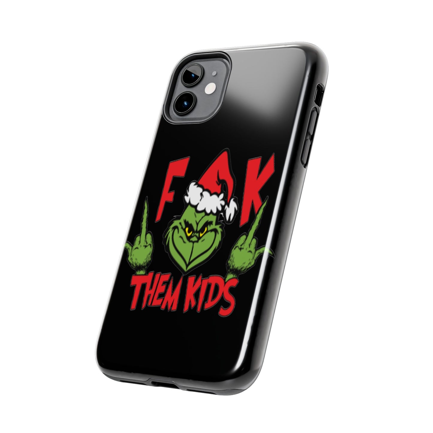 Funny Christmas "F*** them kids" iPhone case. Compatible with iPhone models 11-16 including all mini, plus, pro & pro max. Custom phone case for smartphones. design for Girls, Woman