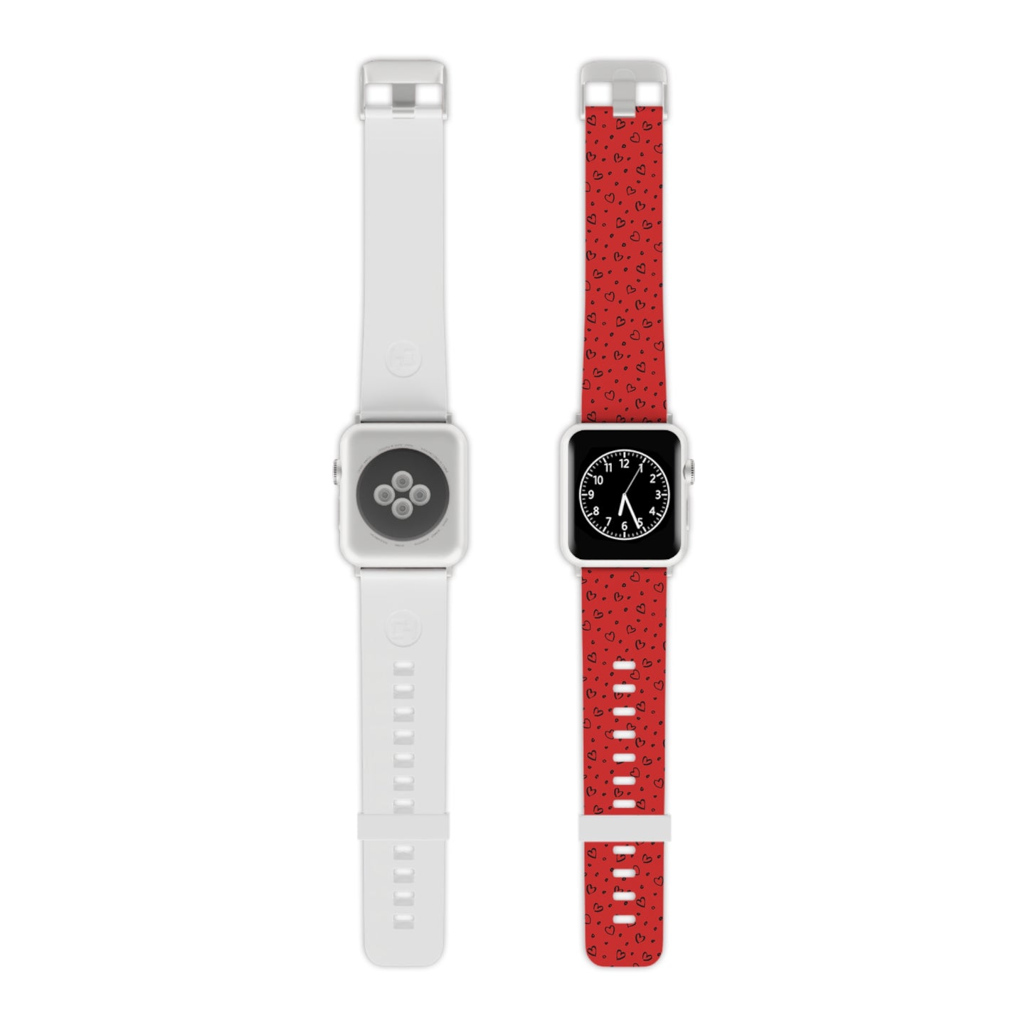 Black & red hearts Watch Band for Apple Watch Series 1-9, SE and Ultra, 38-40mm/ 42-44mm