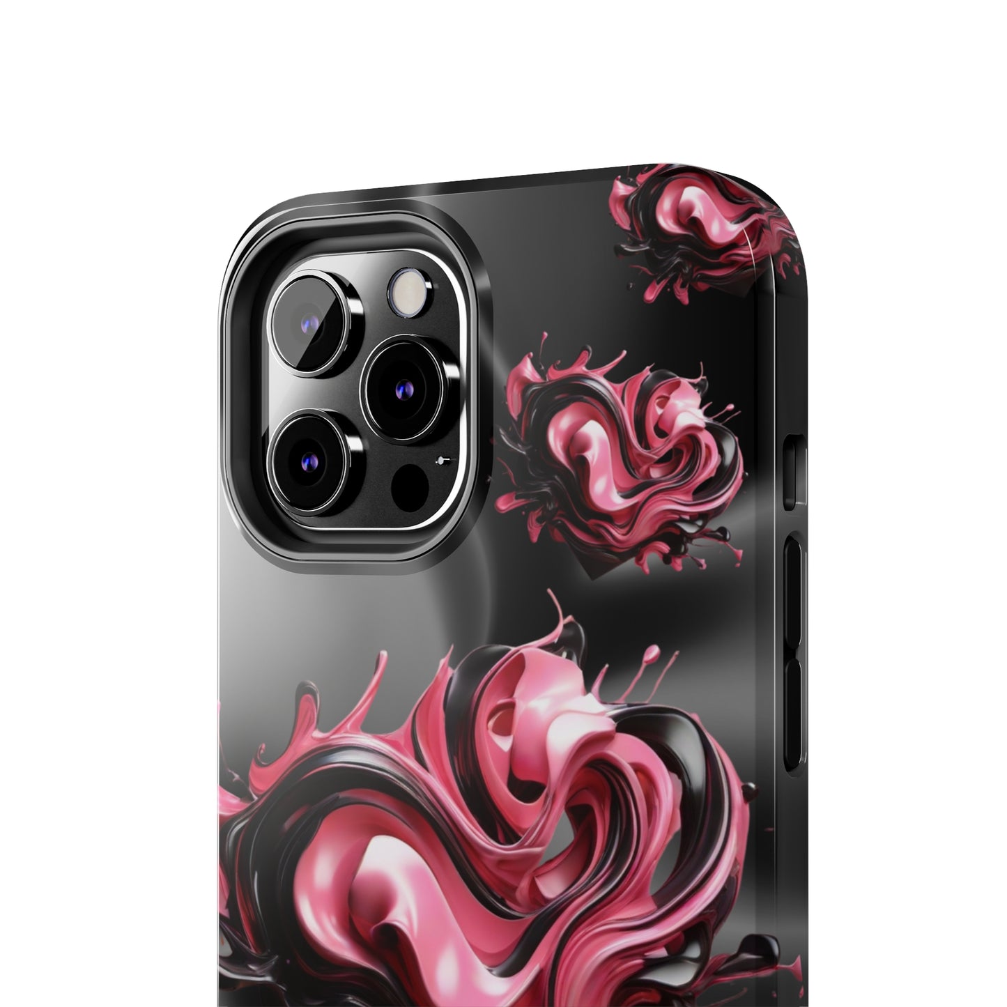 Pink & Black abstract hearts Tough iPhone Case iphone14 accessories