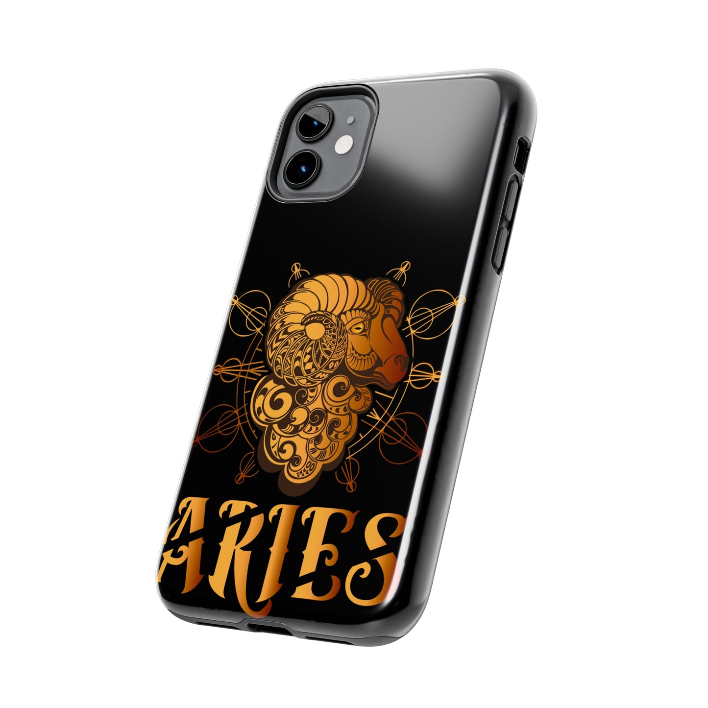 Gold & black Aries IPhone case