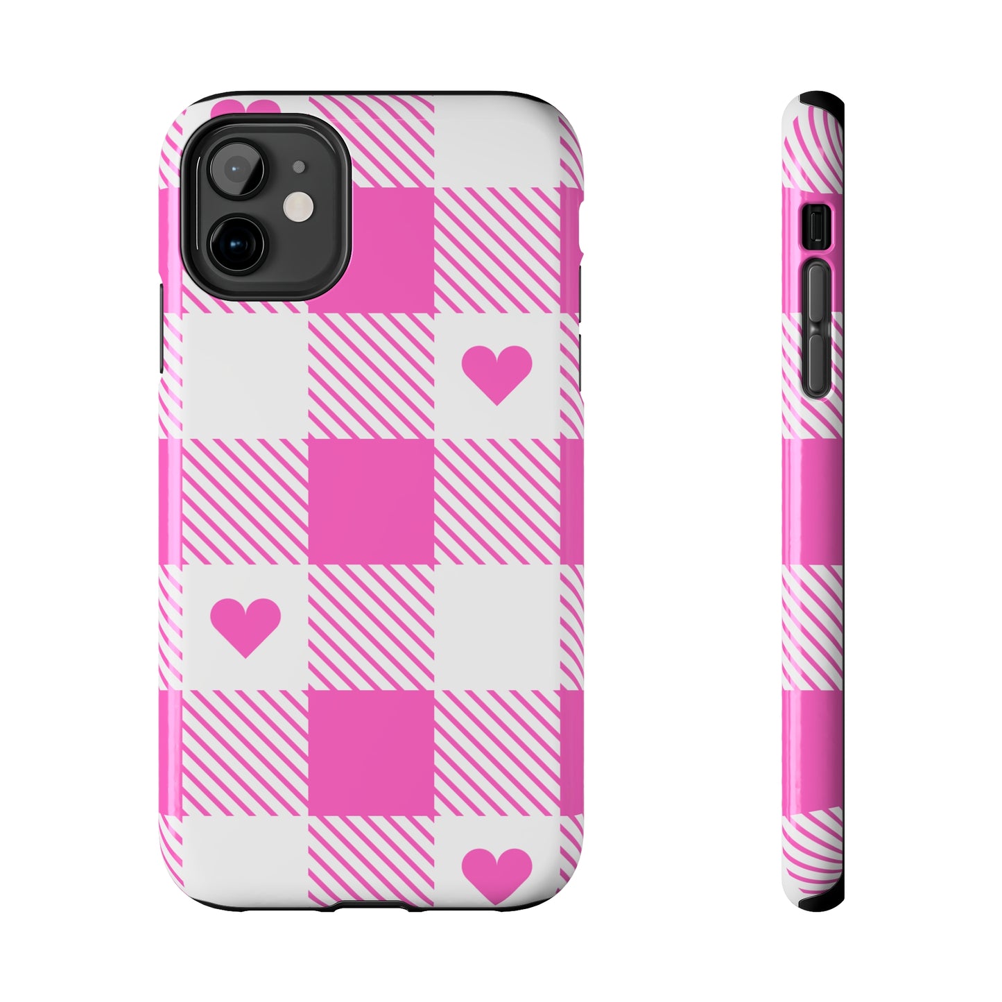 Hearts & Plaid Tough iPhone Case valentines phone case iPhone 15 accessories