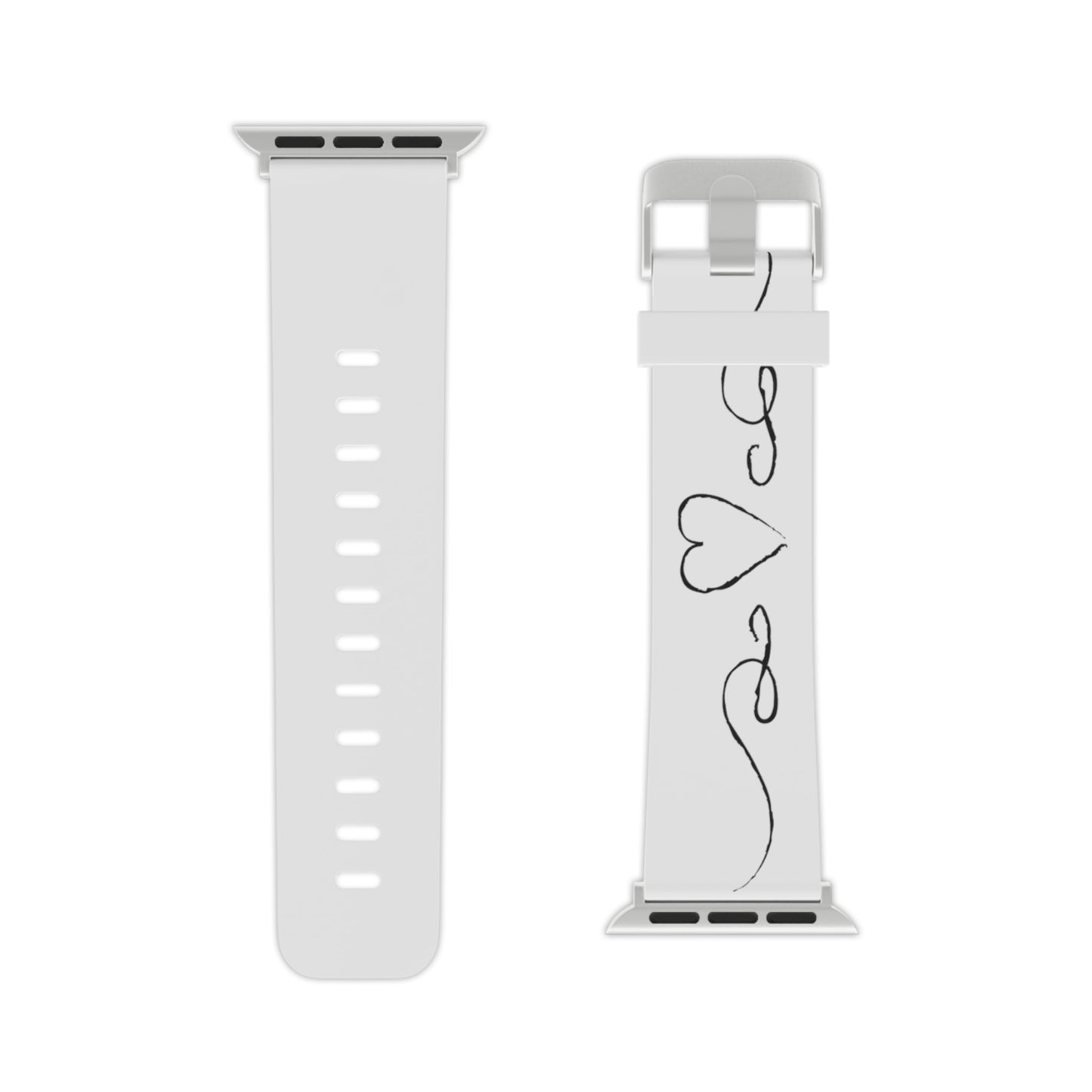 Black heart scroll Watch Band for Apple Watch Series 1-9, SE and Ultra, 38-40mm/ 42-44mm