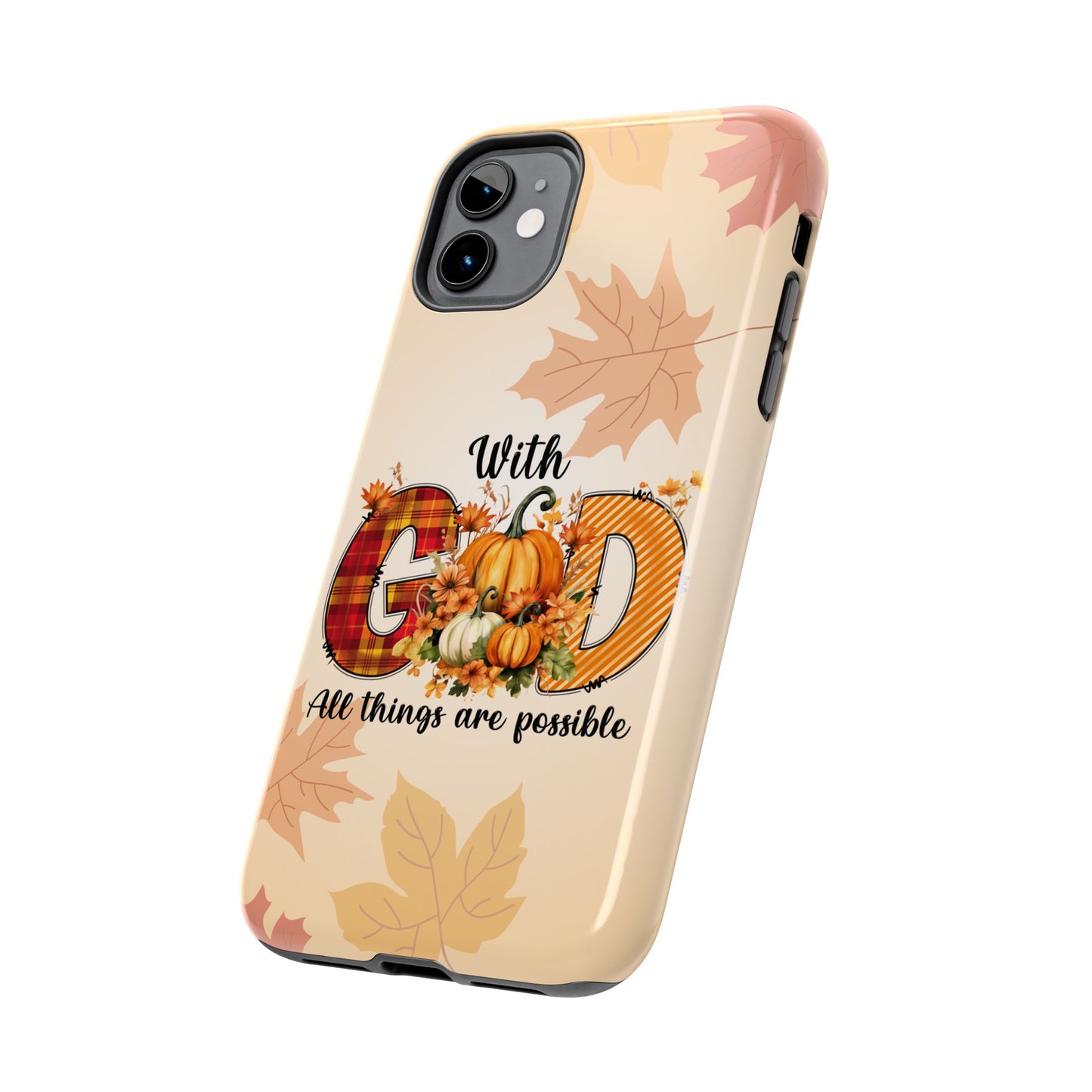 With GOD iPhone 16 Case, Fall iPhone Cover, Festive Holiday Accessory, Cute fall Phone Protector, seasonal Tech