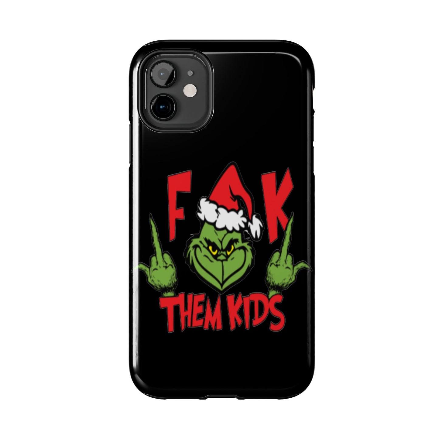 Funny Christmas "F*** them kids" iPhone case. Compatible with iPhone models 11-16 including all mini, plus, pro & pro max. Custom phone case for smartphones. design for Girls, Woman