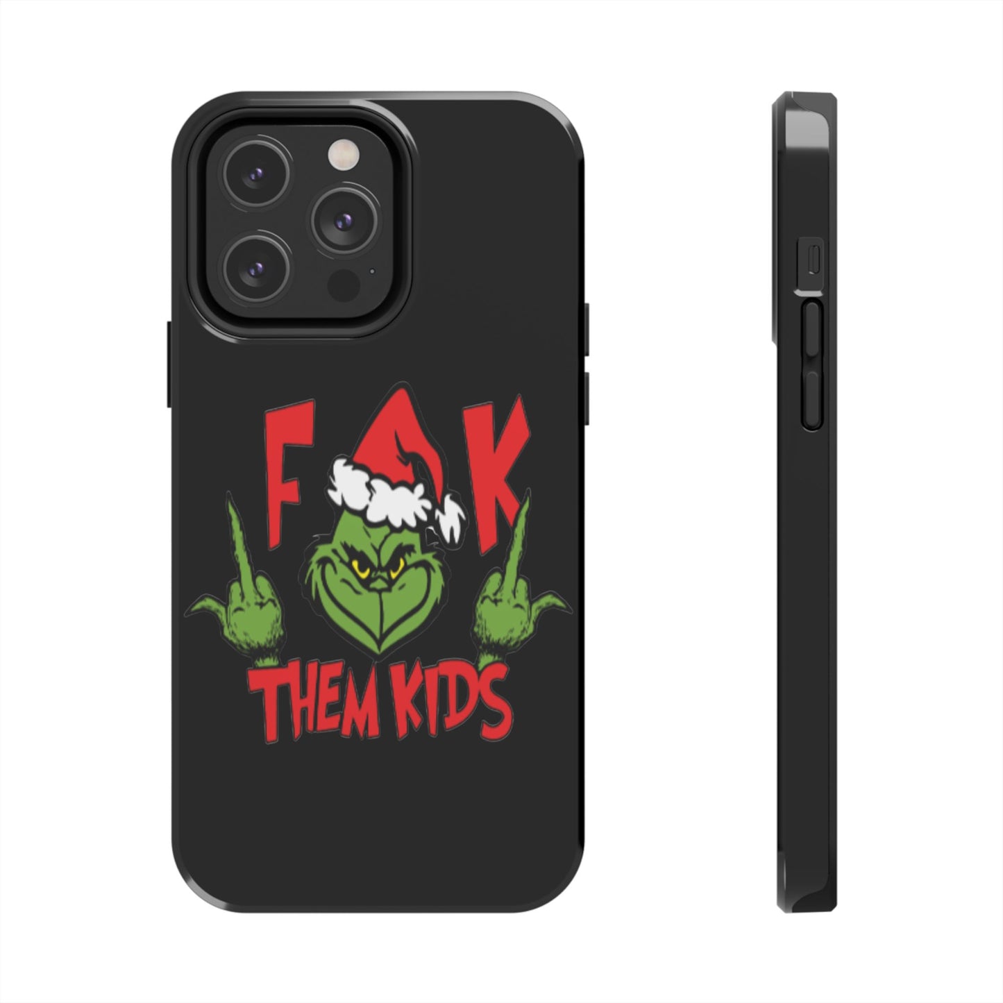 Funny Christmas "F*** them kids" iPhone case. Compatible with iPhone models 11-16 including all mini, plus, pro & pro max. Custom phone case for smartphones. design for Girls, Woman