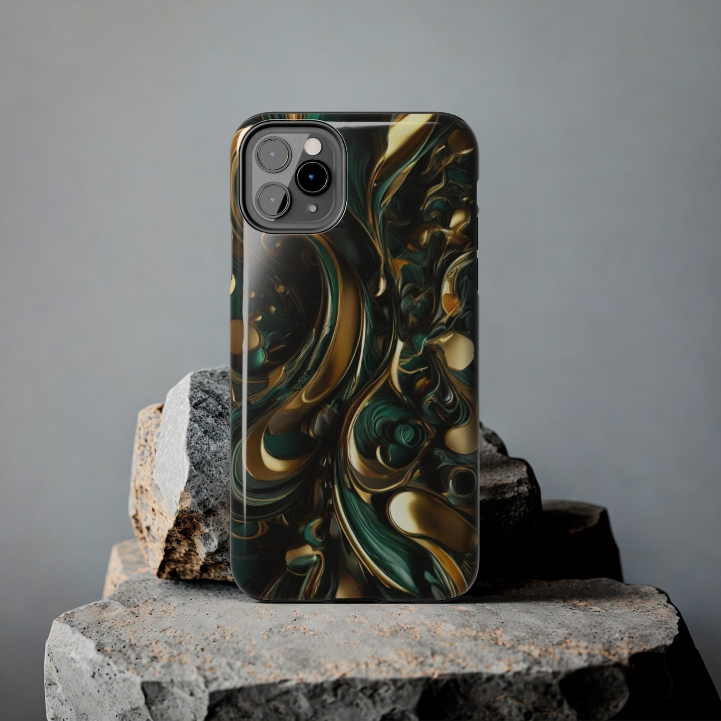 Green & gold abstract art Tough iPhone Case iphone 14 accessories