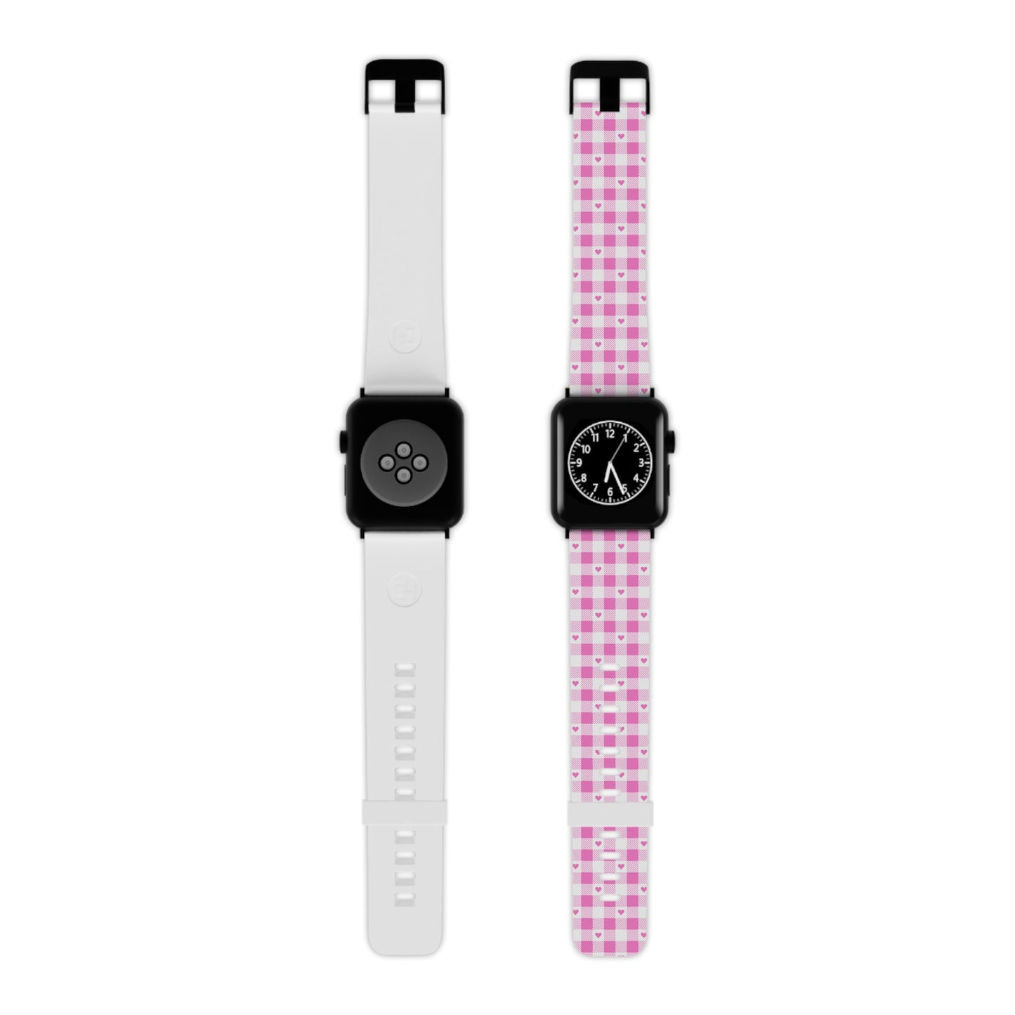 Pink plaid Hearts Watch Band for Apple Watch Series 1-9, SE and Ultra, 38-40mm/ 42-44mm