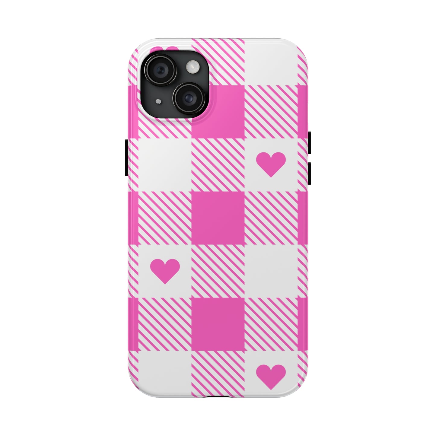 Hearts & Plaid Tough iPhone Case valentines phone case iPhone 15 accessories