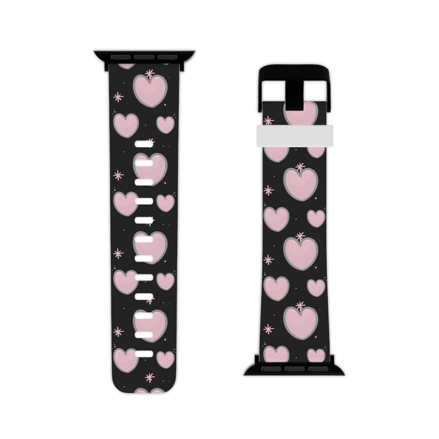 Pink & grey hearts Watch Band for Apple Watch Series 1-9, SE and Ultra, 38-40mm/ 42-44mm