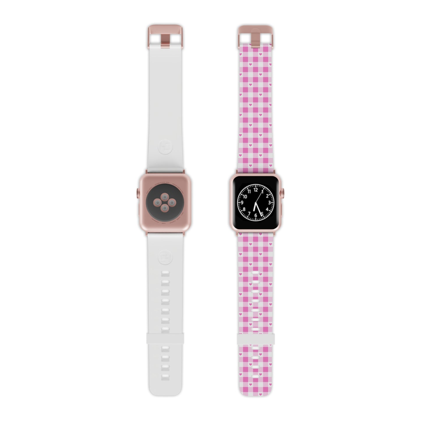 Pink plaid Hearts Watch Band for Apple Watch Series 1-9, SE and Ultra, 38-40mm/ 42-44mm