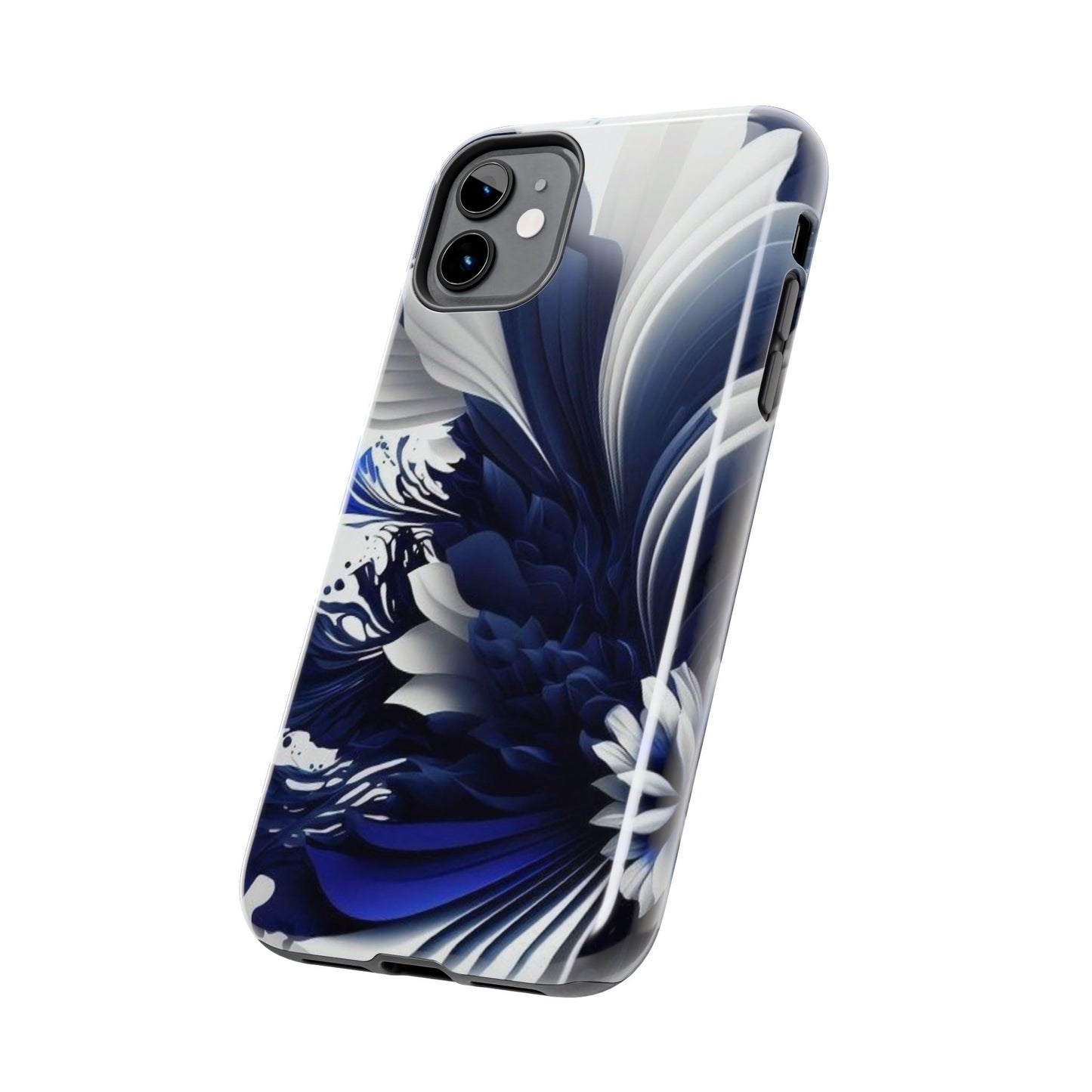 Blue & white abstract iPhone case cover, art phone accessory, cute phone protector, cellular case