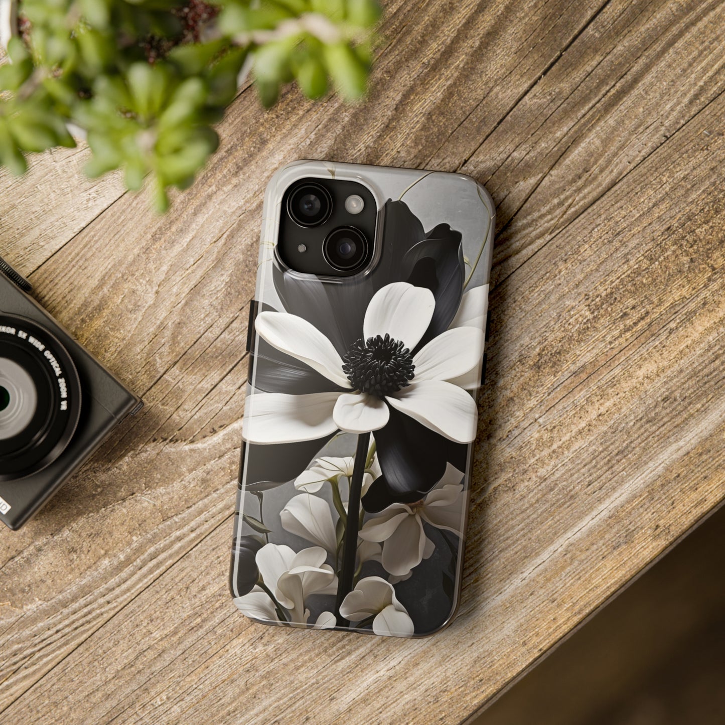 Classic 3D black & white flower/ petal Tough IPhone Case/ iphone accessories/ Nature