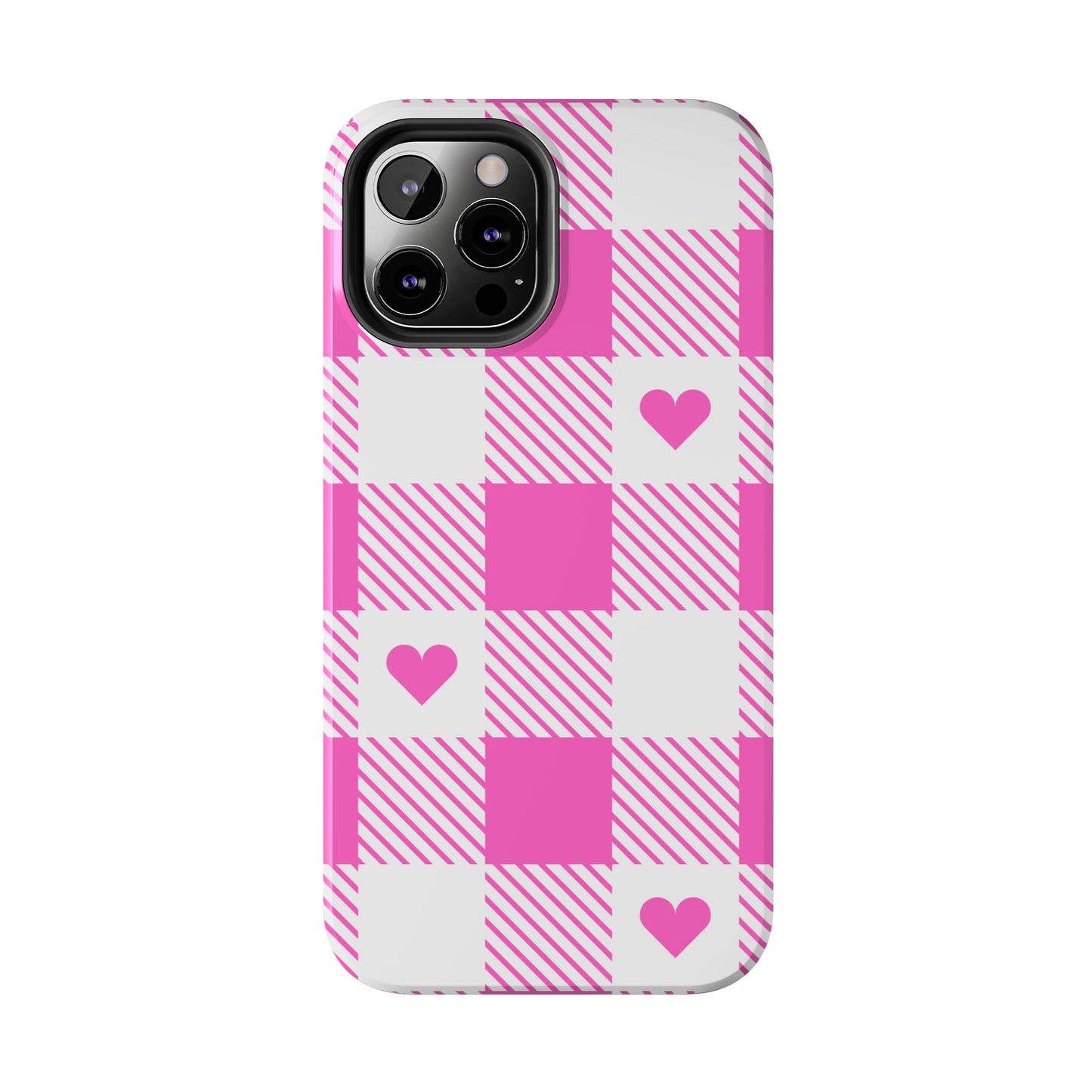 Hearts & Plaid Tough iPhone Case valentines phone case iPhone 15 accessories