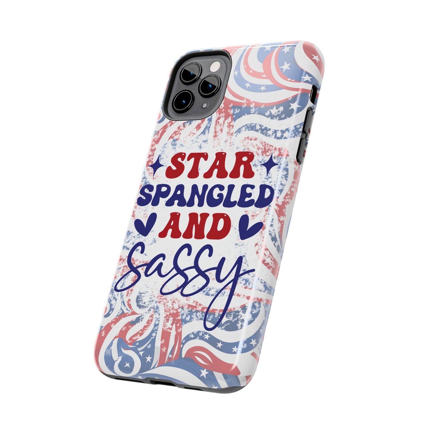 "red white & blue", Star spangled and sassy phone case cover. iPhone compatible models 11-16