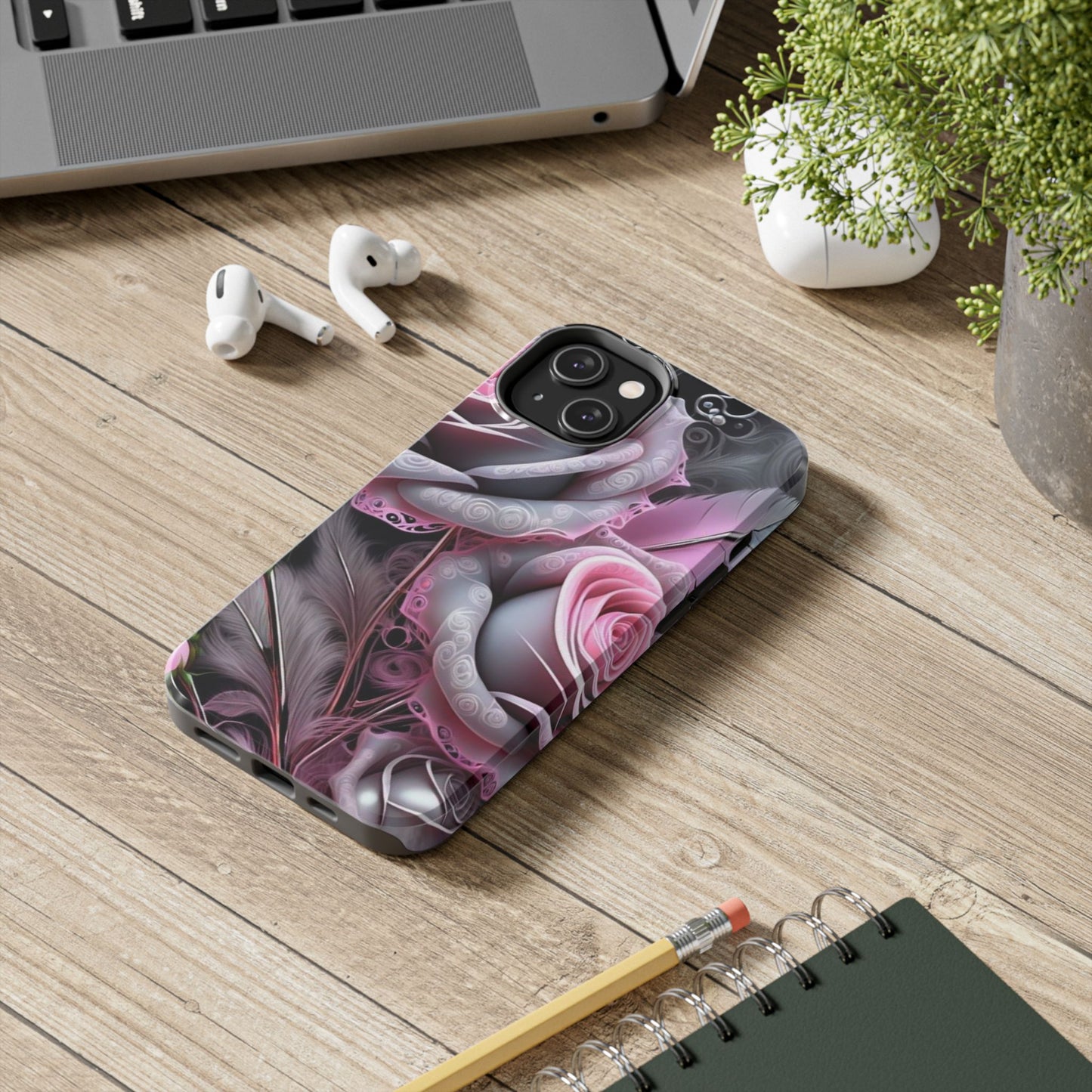 Tattoo rose, floral iPhone Cover, flower Accessory, Cute Phone Protector, seasonal Tech