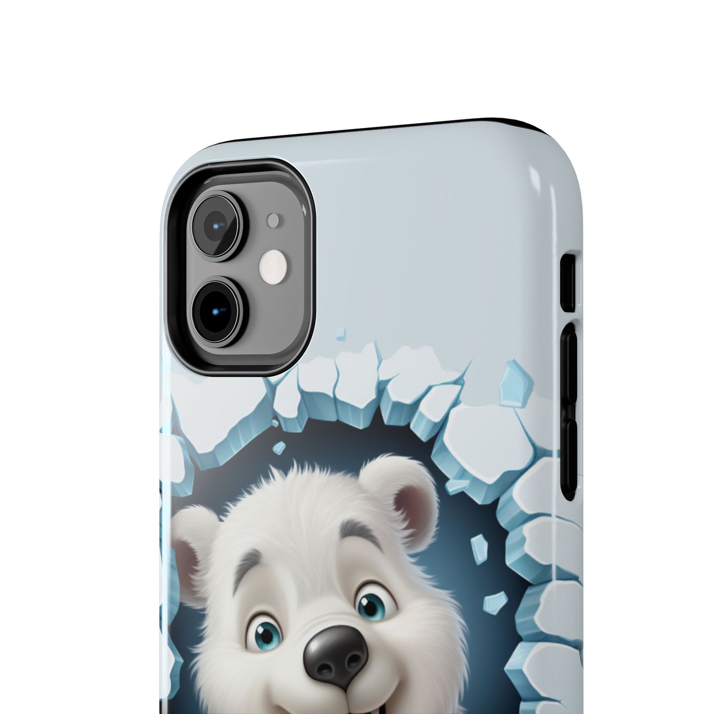 Winter breakout polar bear iPhone case. Compatible with iPhone models 11-16 including all mini, plus, pro & pro max. Custom phone case for smartphones. design for Girls, Woman