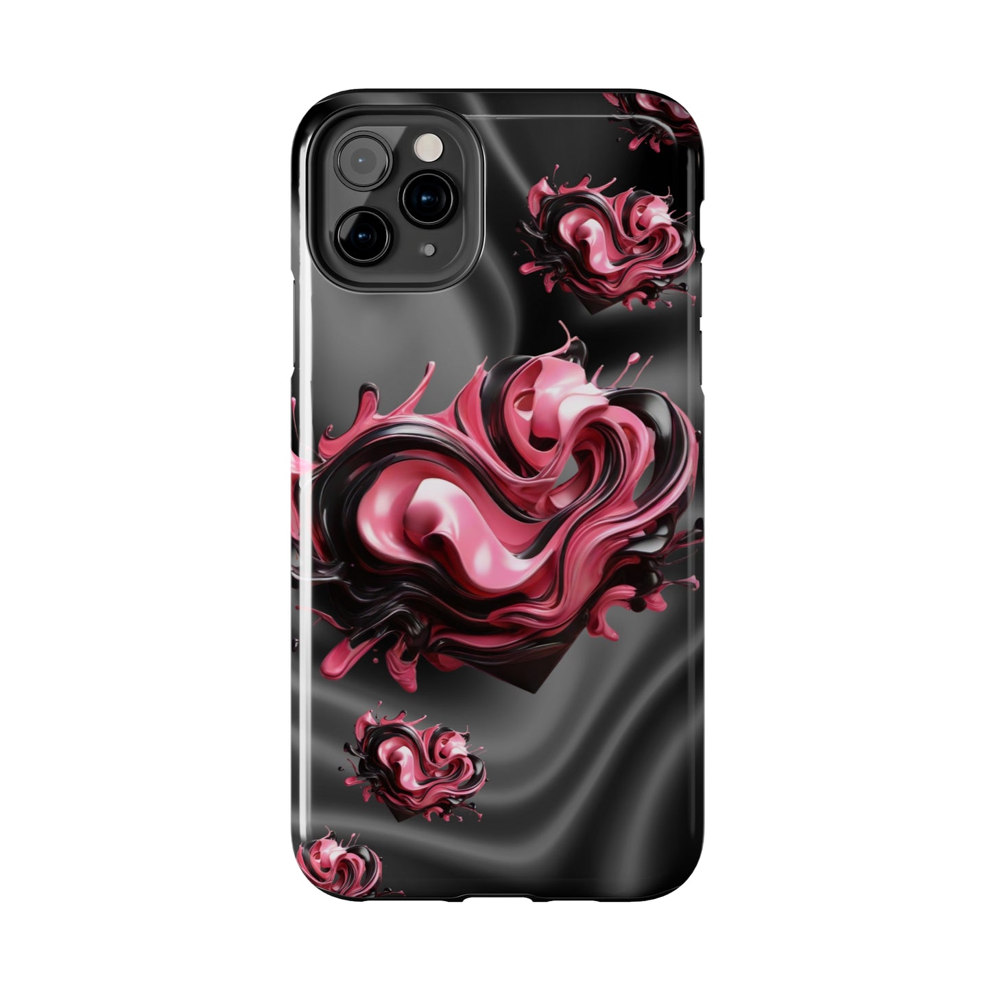 Pink & Black abstract hearts Tough iPhone Case iphone14 accessories