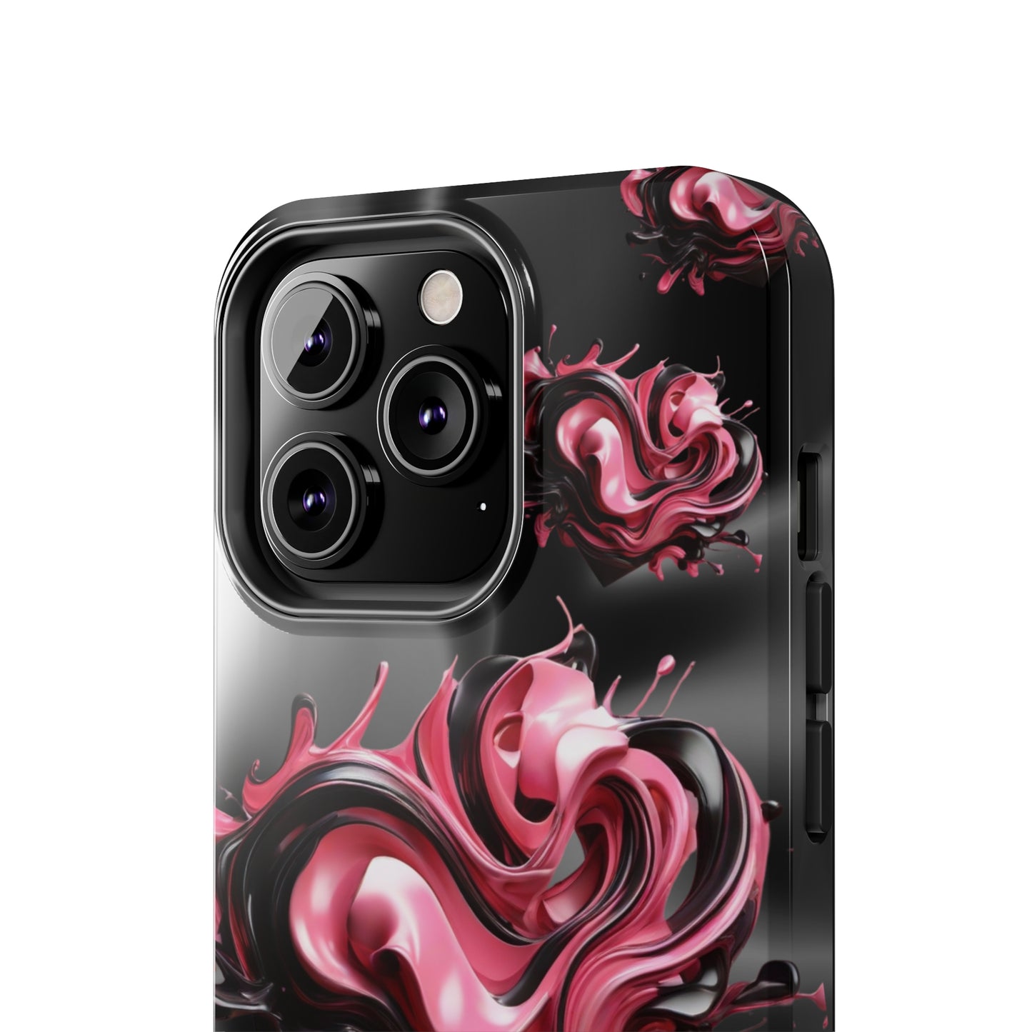 Pink & Black abstract hearts Tough iPhone Case iphone14 accessories