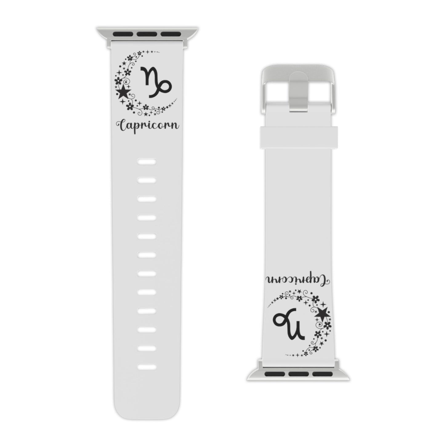 Black & white Capricorn moon Watch Band for Apple Watch Series 1-9, SE and Ultra, 38-40mm/ 42-44mm