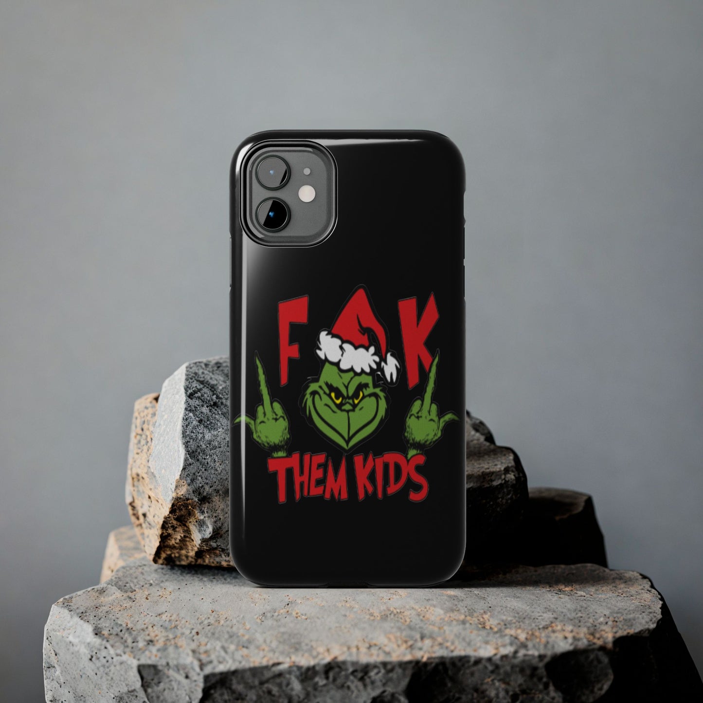 Funny Christmas "F*** them kids" iPhone case. Compatible with iPhone models 11-16 including all mini, plus, pro & pro max. Custom phone case for smartphones. design for Girls, Woman