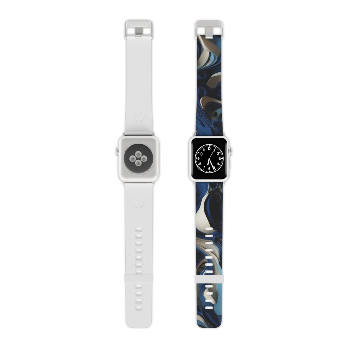 Blue & Silver abstract art Watch Band for Apple Watch Series 1-9, SE and Ultra, 38-40mm/ 42-44mm