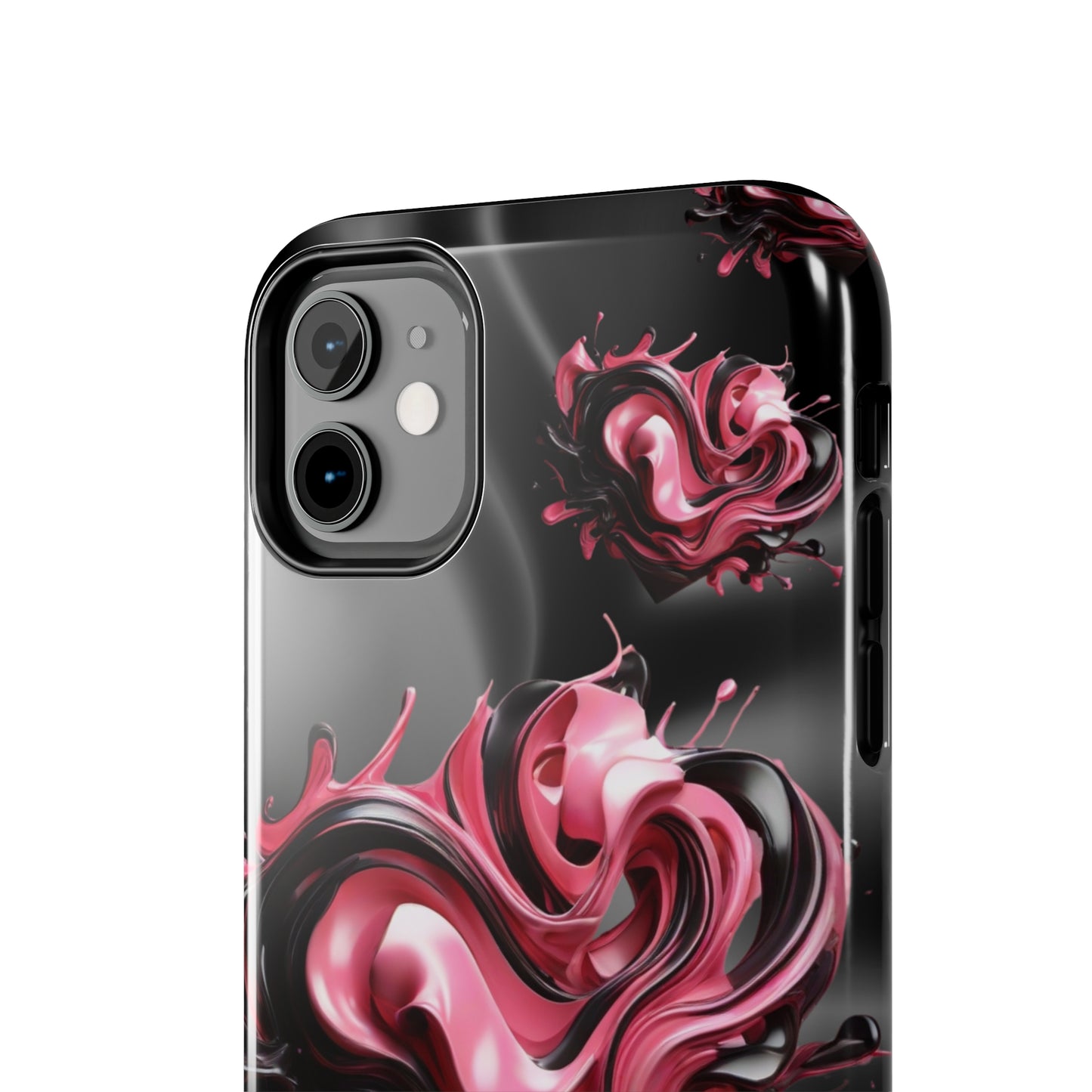 Pink & Black abstract hearts Tough iPhone Case iphone14 accessories