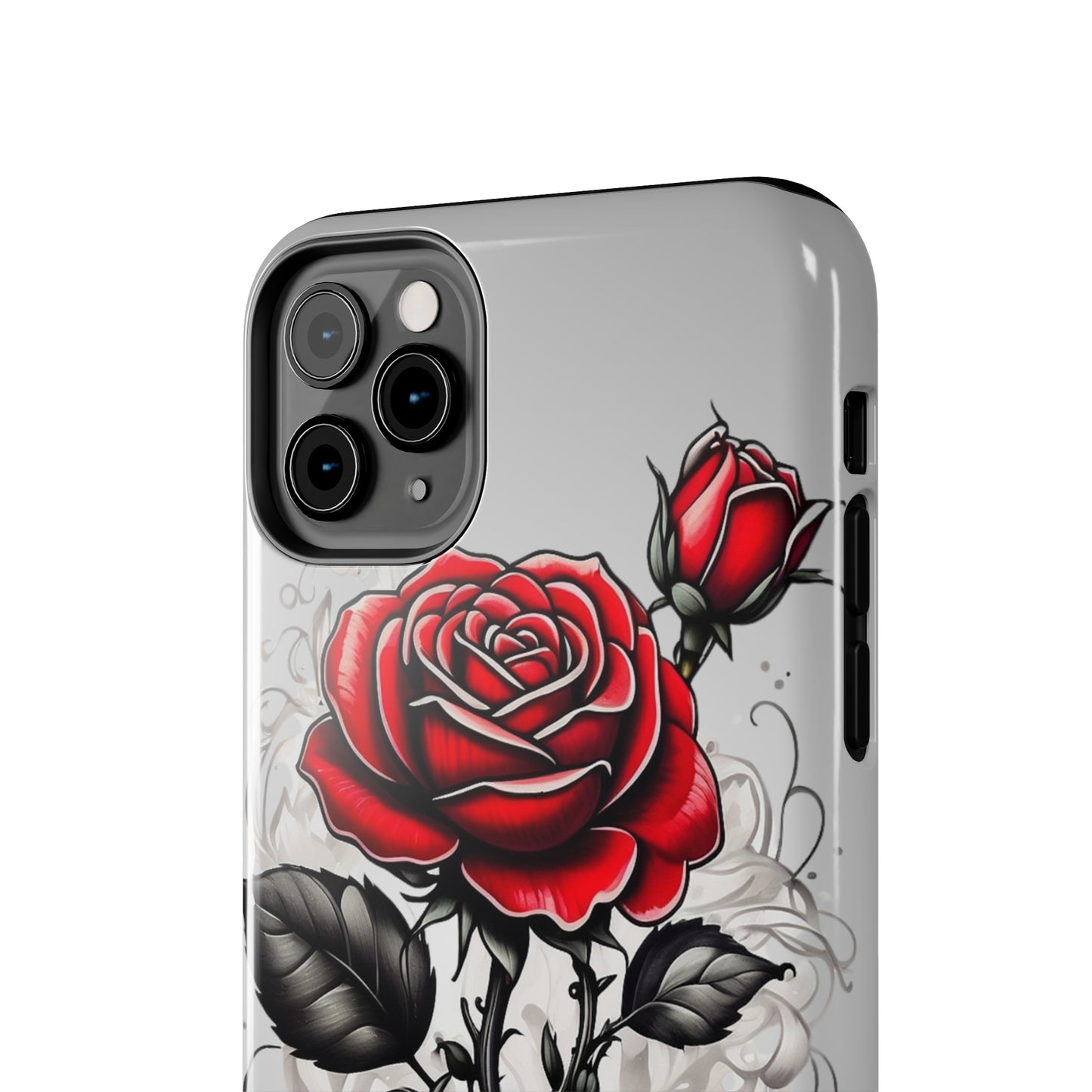 Shaded rose tattoo style/ Tough iPhone Case