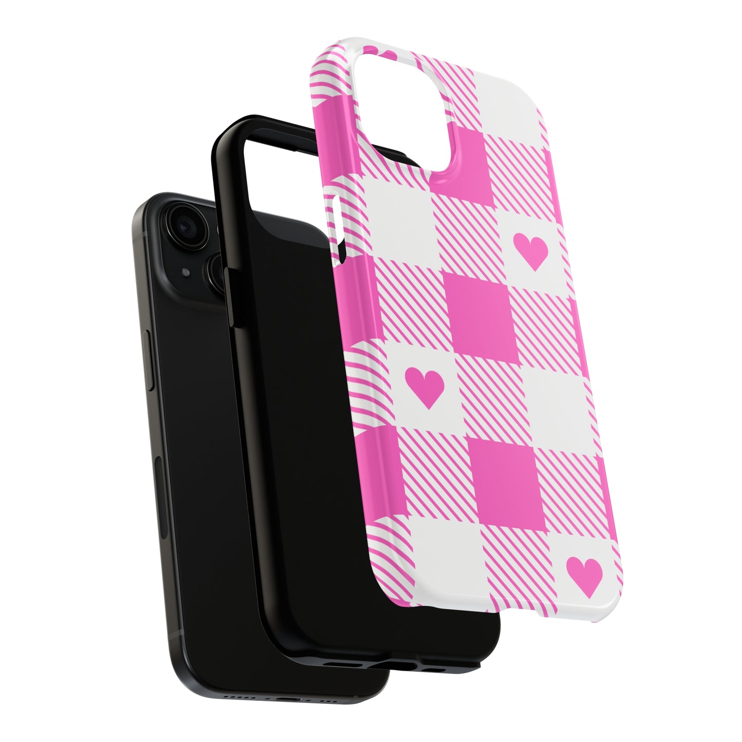 Hearts & Plaid Tough iPhone Case valentines phone case iPhone 15 accessories