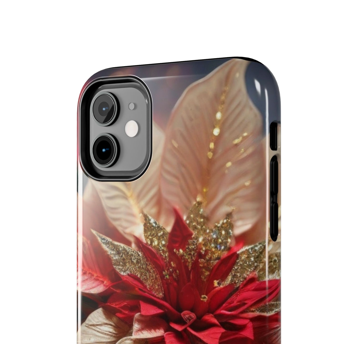 Christmas poinsettia floral iPhone case. Compatible with iPhone models 11-16 including all mini, plus, pro & pro max. Custom phone case for smartphones. design for Girls, Woman