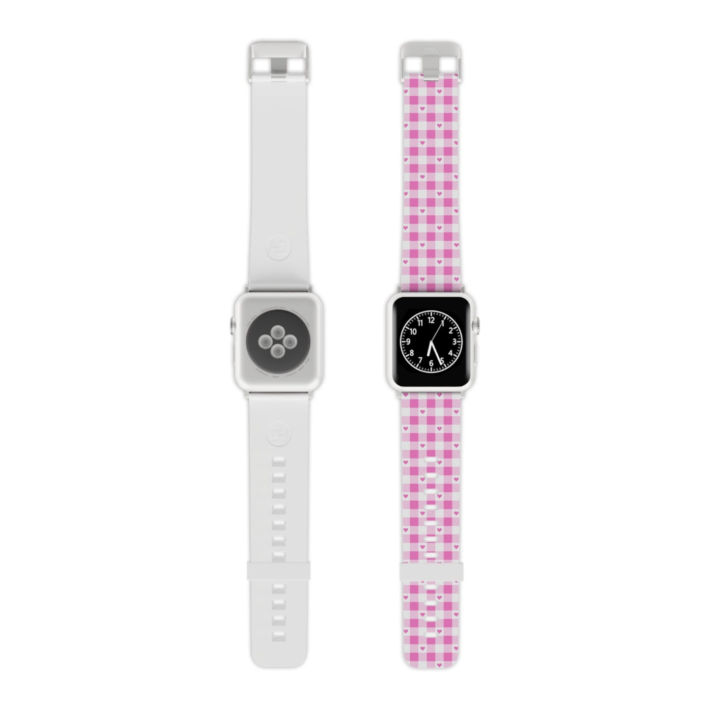 Pink plaid Hearts Watch Band for Apple Watch Series 1-9, SE and Ultra, 38-40mm/ 42-44mm