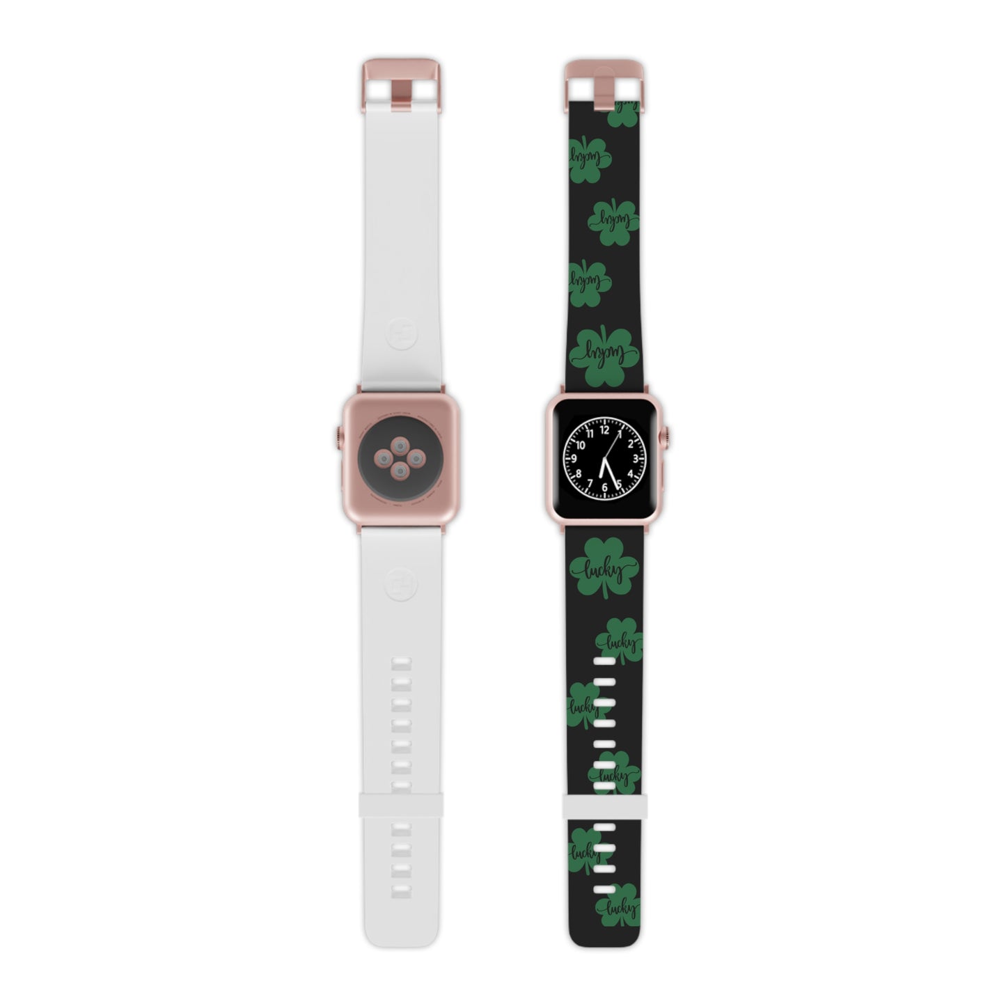 Lucky shamrock in black Watch Band for Apple Watch Series 1-9, SE and Ultra, 38-40mm/ 42-44mm