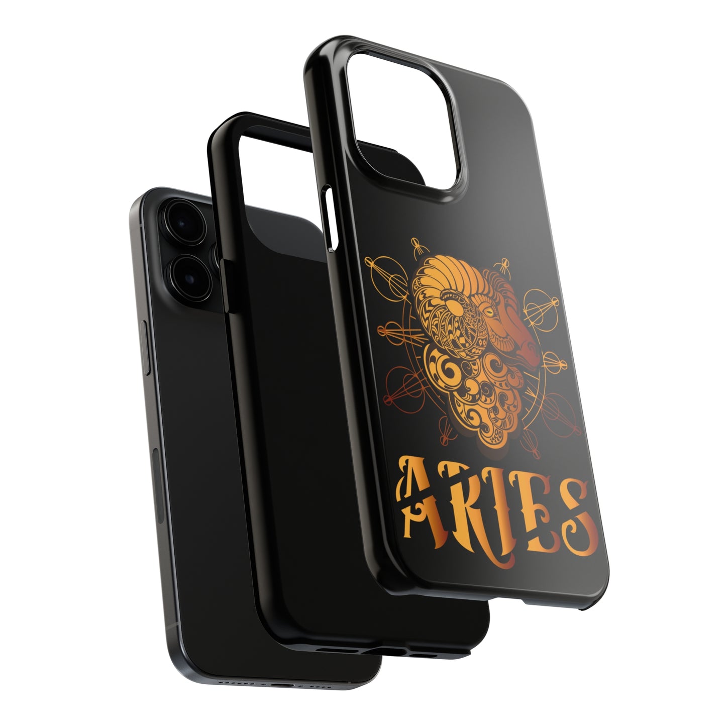 Gold & black Aries IPhone case