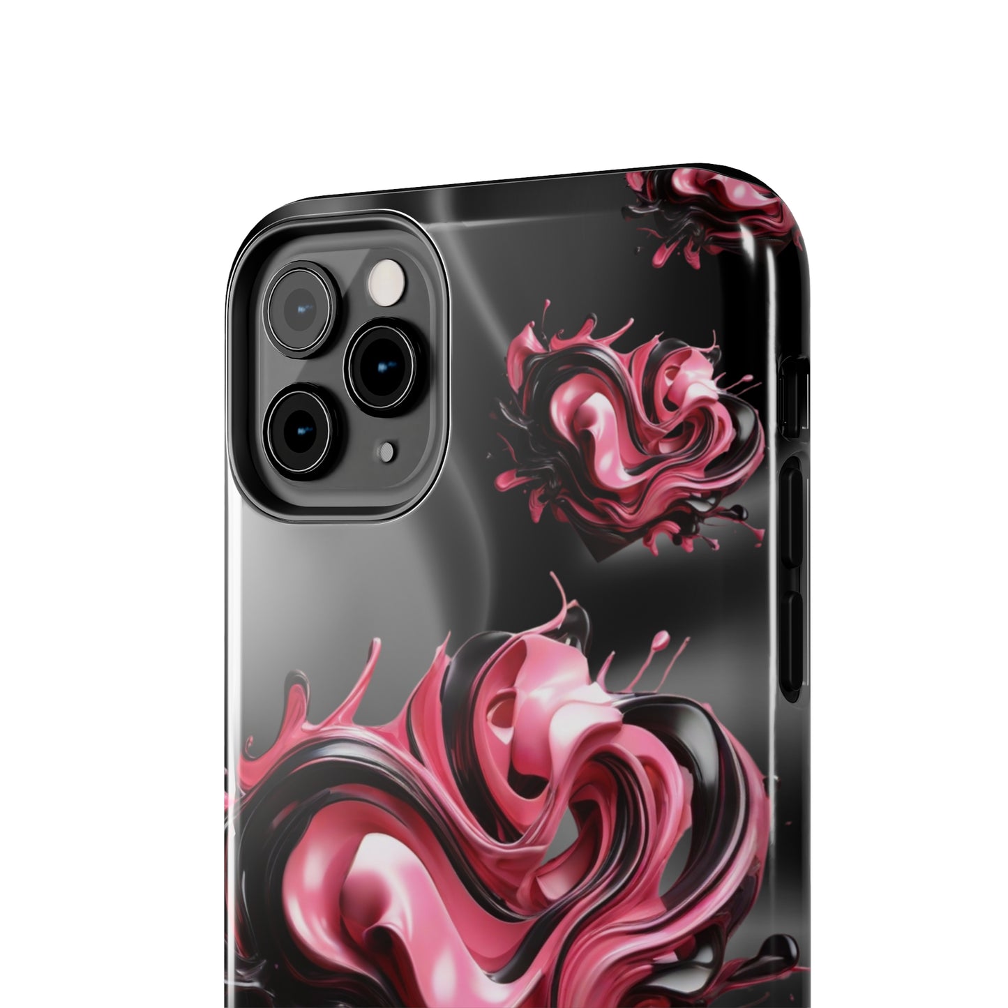 Pink & Black abstract hearts Tough iPhone Case iphone14 accessories