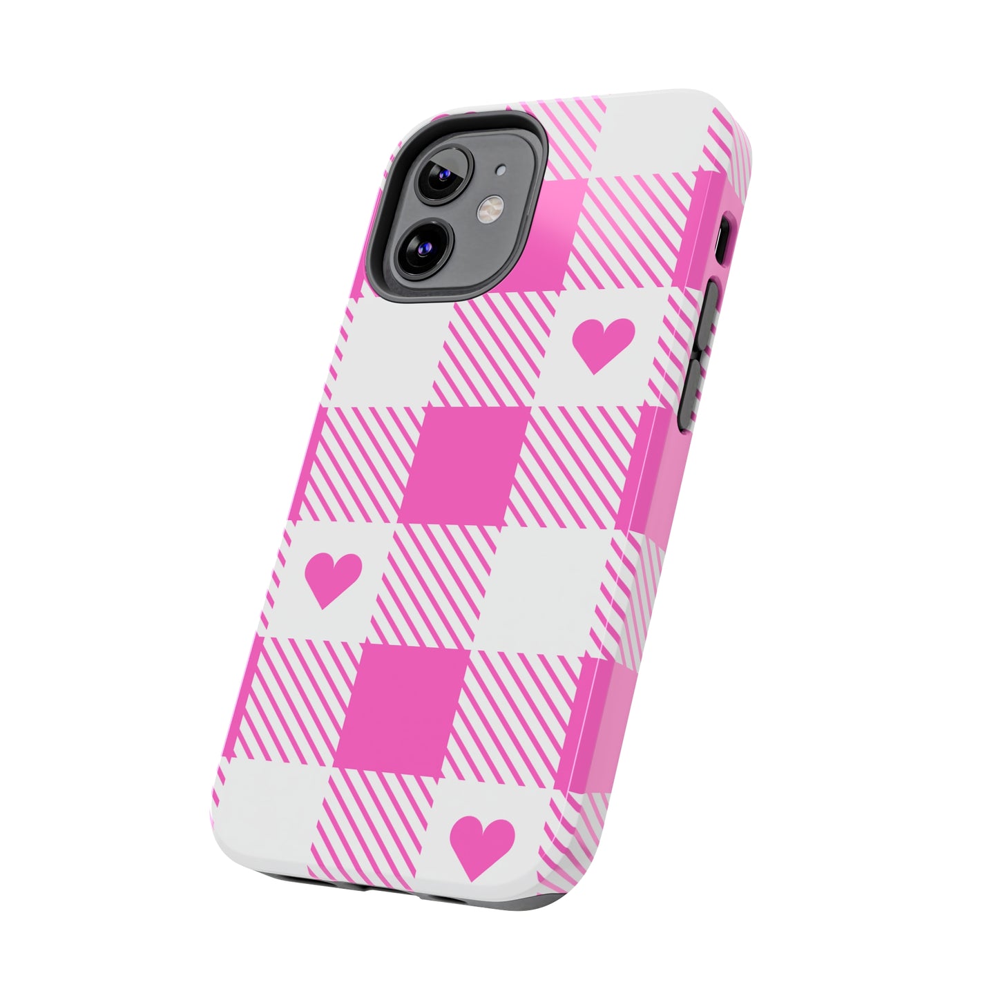 Hearts & Plaid Tough iPhone Case valentines phone case iPhone 15 accessories