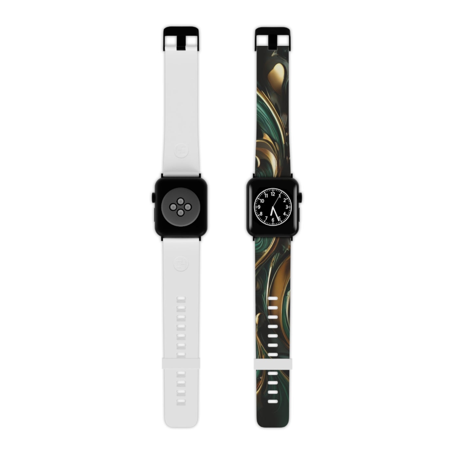 Green & Gold Abstract Art Watch Band for Apple Watch Series 1-9, SE and Ultra, 38-40mm/ 42-44mm