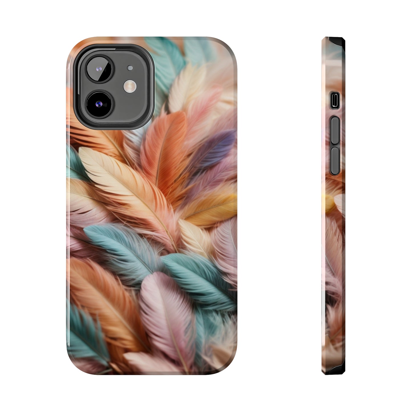 Boho style, Pastel colored feathers/ Tough iPhone Case/ iPhone accessories/ Nature