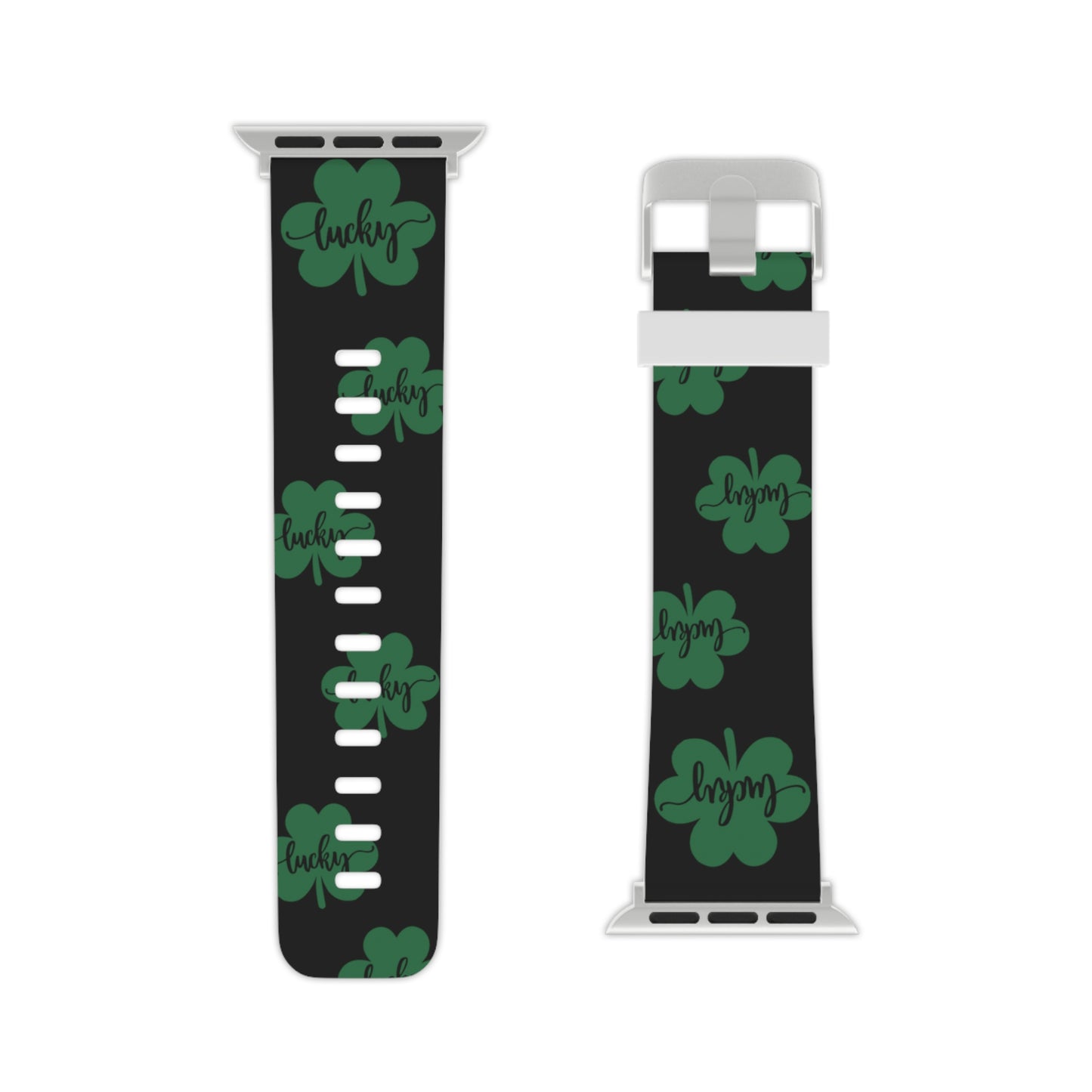 Lucky shamrock in black Watch Band for Apple Watch Series 1-9, SE and Ultra, 38-40mm/ 42-44mm