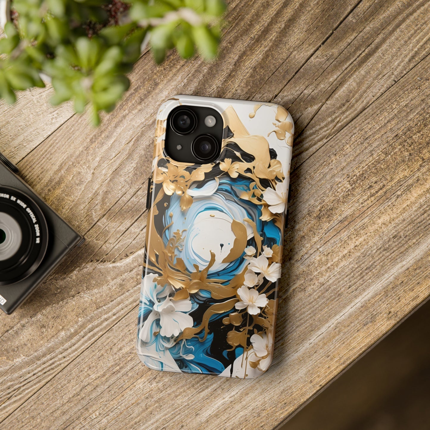 Blue & gold abstract Tough Phone Cases iPhone accessories