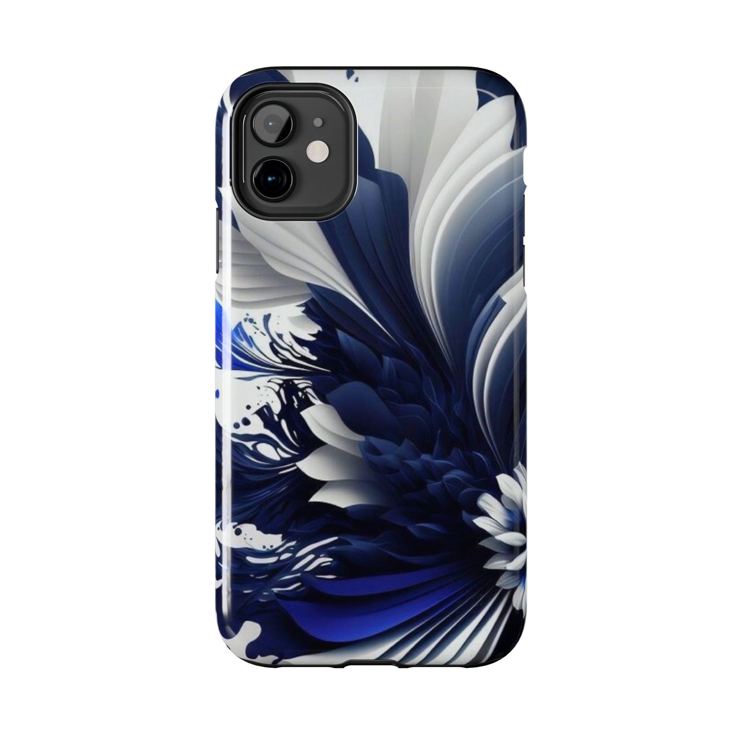 Blue & white abstract iPhone case cover, art phone accessory, cute phone protector, cellular case