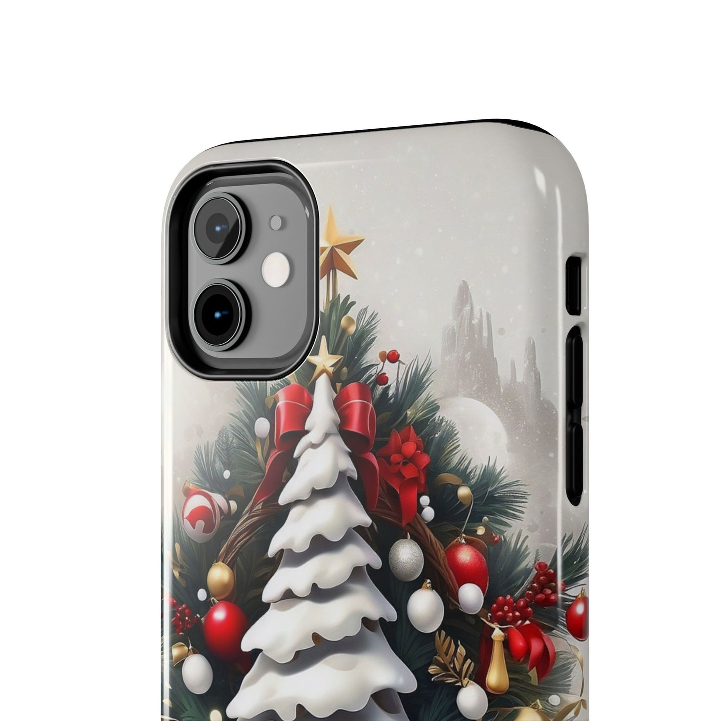 Vintage Christmas tree iPhone case. Compatible with iPhone models 11-15 including all mini, plus, pro & pro max. Custom phone case for smartphones. design for Girls, Woman