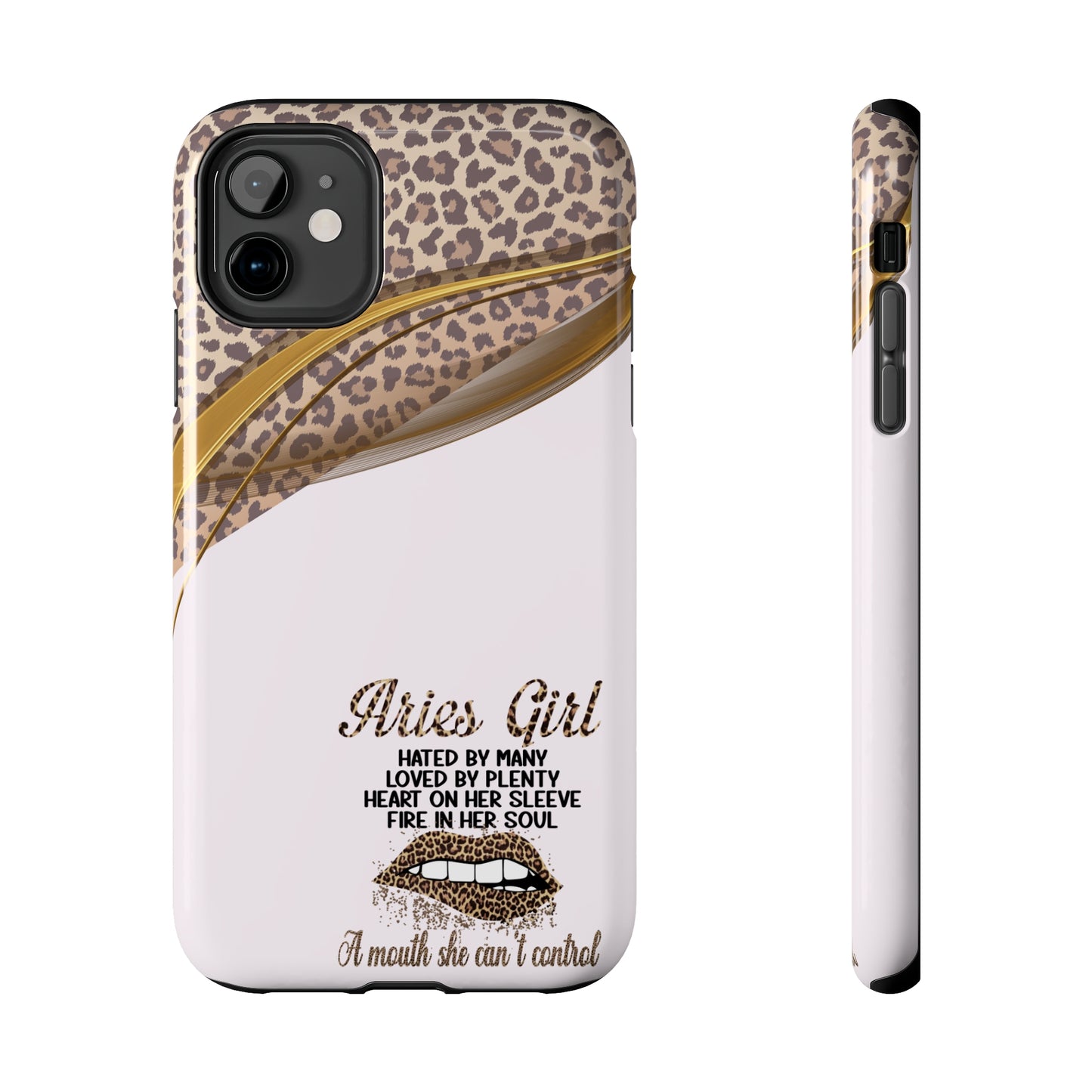 Aries girl/ pink & leopard IPhone case