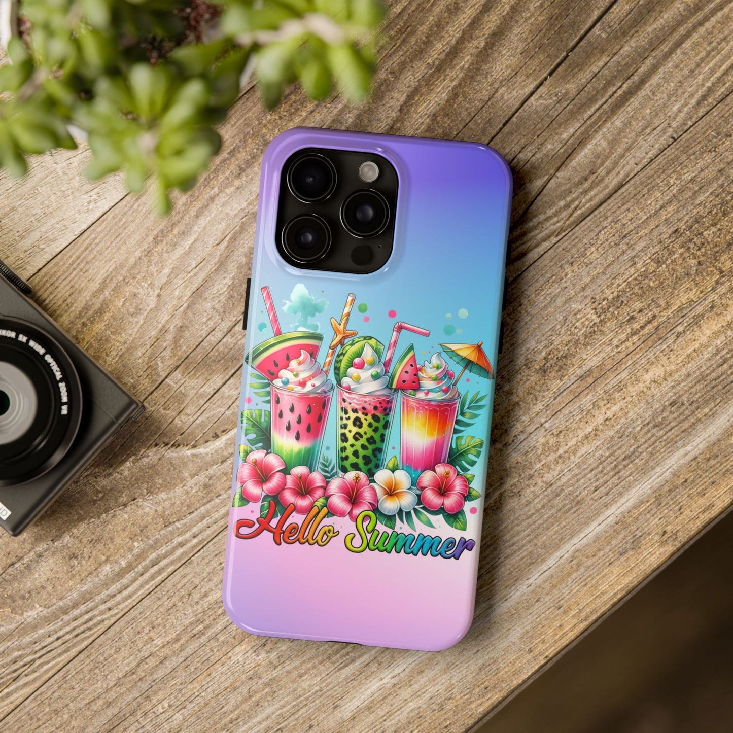 HELLO SUMMER aesthetics iPhone case. Compatible with iPhone models 11-15 including all mini, plus, pro & pro max. Custom phone case for smartphones. design for Girls, Woman