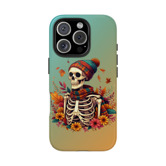 Fall skeleton iPhone 16 Case, Fall iPhone Cover, Festive Holiday Accessory, Cute fall Phone Protector, seasonal Tech