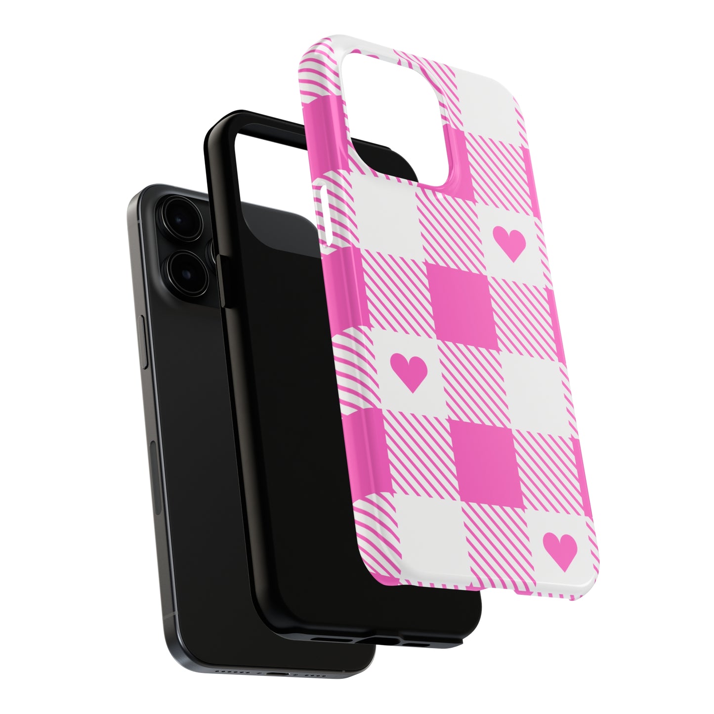 Hearts & Plaid Tough iPhone Case valentines phone case iPhone 15 accessories