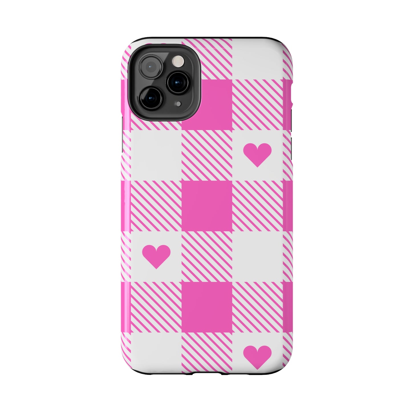 Hearts & Plaid Tough iPhone Case valentines phone case iPhone 15 accessories