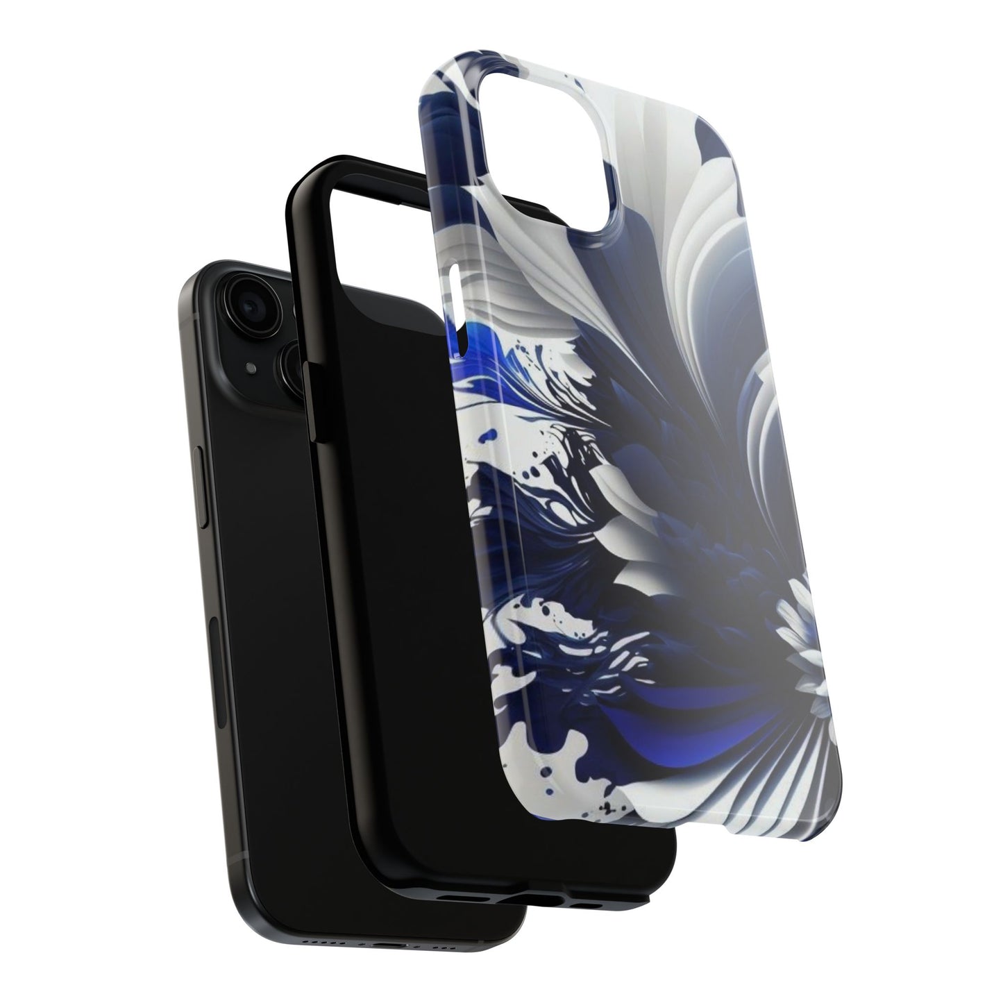 Blue & white abstract iPhone case cover, art phone accessory, cute phone protector, cellular case