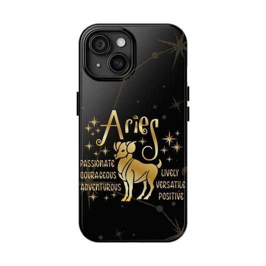 Aries traits, black & gold Iphone case