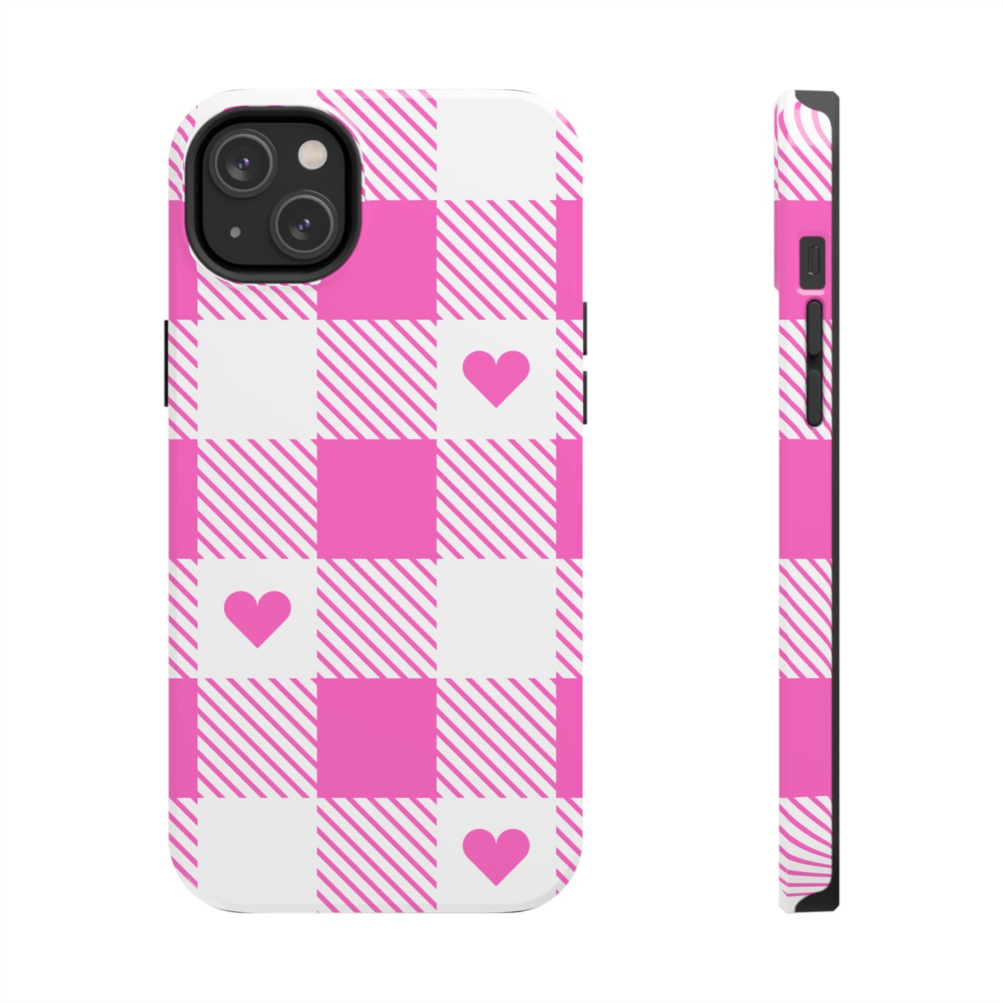 Hearts & Plaid Tough iPhone Case valentines phone case iPhone 15 accessories